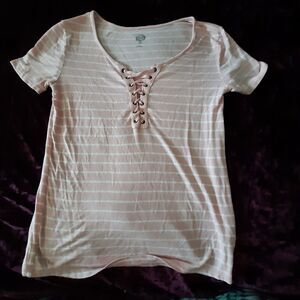 SO pink white stripe very soft XS top